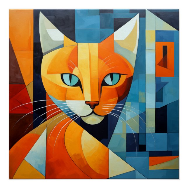 Abstract Whiskers: Orange Cat Poster (Front)