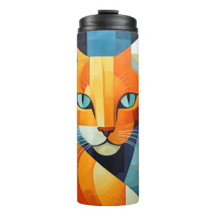Abstract Whiskers: Orange Cat Thermal Tumbler