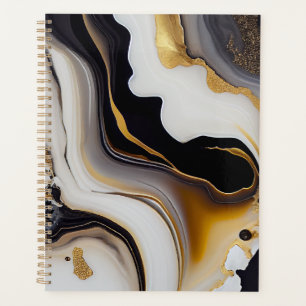Abstract white and black and golden abstract  planner