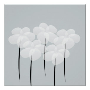 Abstract White Anemones Poster