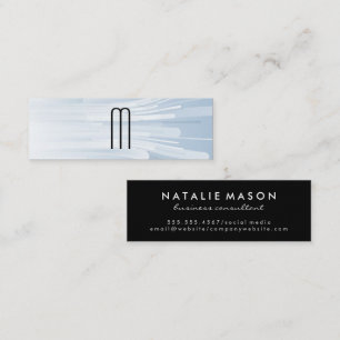 Abstract White Blue Hues Background   Monogram Mini Business Card