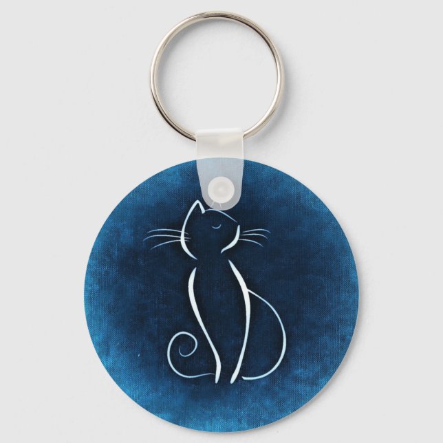 Abstract White Cat Keychain (Front)