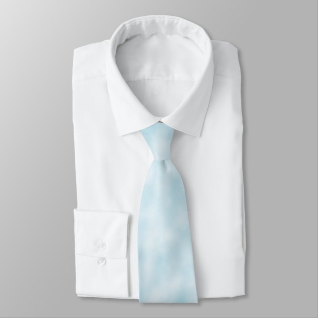 Abstract White Clouds in Pale Blue Sky Pattern Tie (Tied)