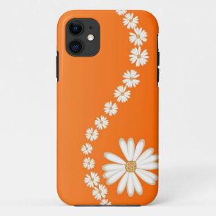 Abstract White Daisies on Orange iPhone 5 Case