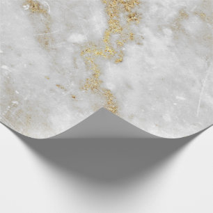 Abstract White Gold Grey Carrara Marble Stone VIP Wrapping Paper