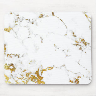 Abstract White Grey Carrara Gold Marble Urban Mouse Pad