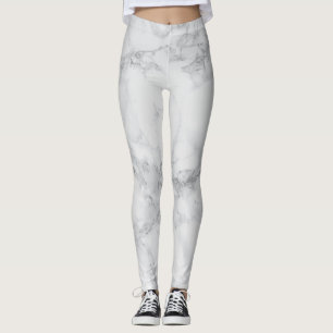 Abstract White Grey Marble Design Pattern Leggings