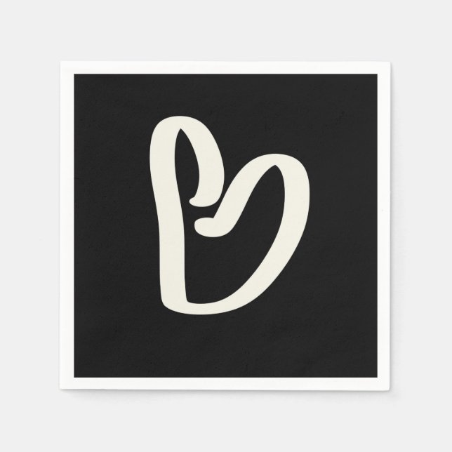 Abstract white heart on black napkin (Front)