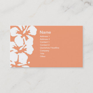Abstract White Hibiscus Flowers on Salmon Business Card