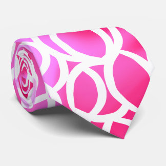 Abstract White Line Pattern on Pink Ombre Tie