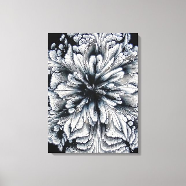Abstract White Oil Paint Flower Art Canvas Print (Front)
