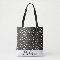 Abstract White Polka Dots on Black White Stripe 
