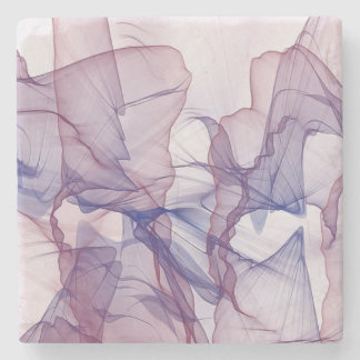 Abstract white red blue and purple watercolor stone coaster
