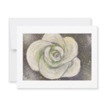 Abstract White Rose on black background card