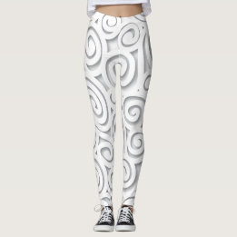 Abstract White Scroll Leggings