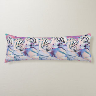 Abstract White Tigers – Elegant Body Pillow