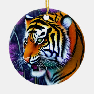 Abstract Wild  Majestic Predator Tiger Ceramic Tree Decoration