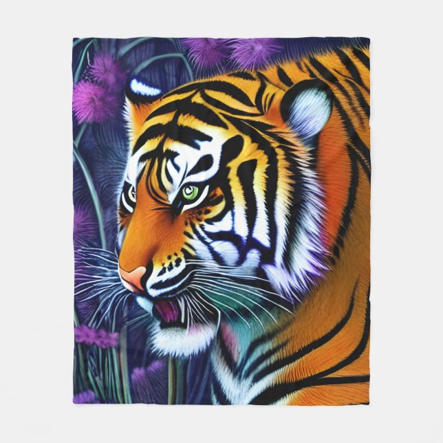 Abstract Wild  Majestic Predator Tiger Fleece Blanket (Front)