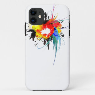 Abstract Wild Parrot Paint Splatters iPhone 11 Case