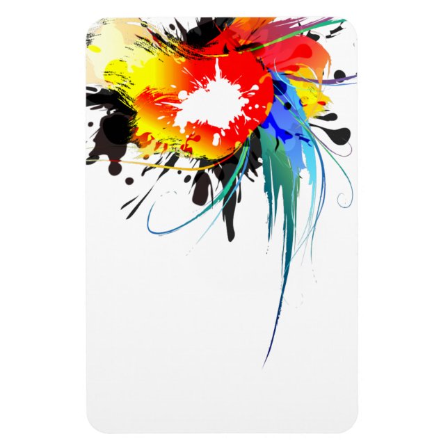 Abstract Wild Parrot Paint Splatters Magnet (Vertical)