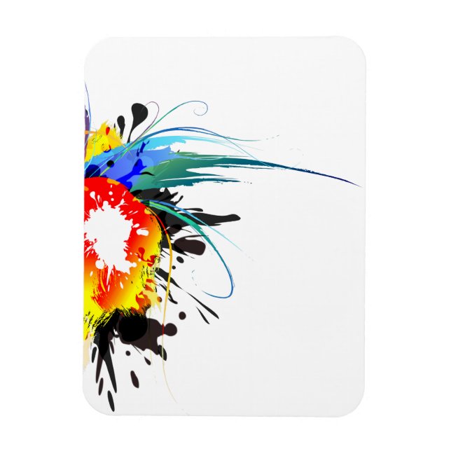 Abstract Wild Parrot Paint Splatters Magnet (Vertical)