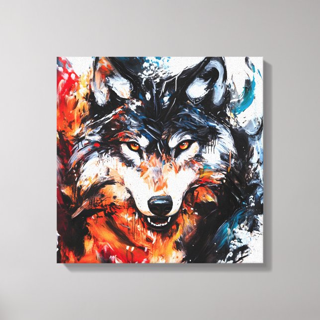 Abstract Wild Spirit Wolf Canvas Print (Front)