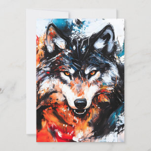 Abstract Wild Spirit Wolf Holiday Card