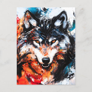 Abstract Wild Spirit Wolf Holiday Postcard