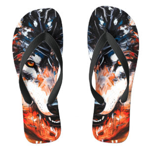 Abstract Wild Spirit Wolf Jandals