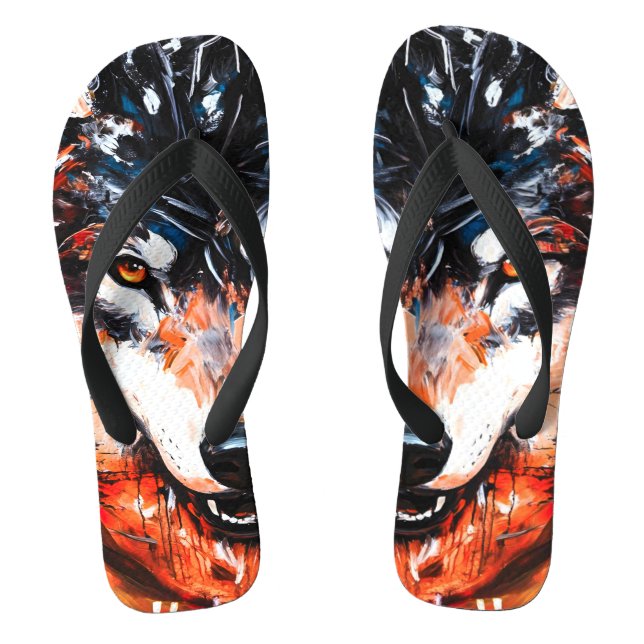 Abstract Wild Spirit Wolf Jandals (Footbed)