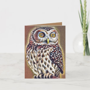 Abstract Wilderness Forest Owl Art Thank You Card