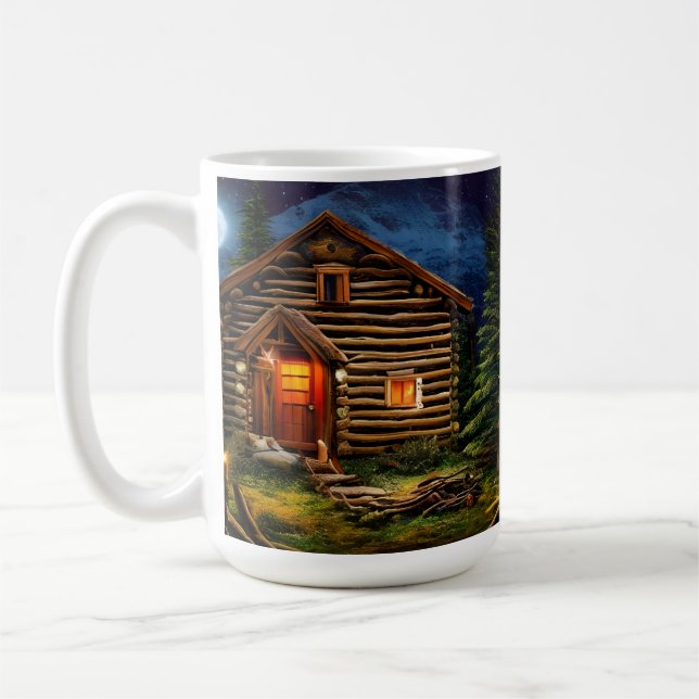 Abstract Wilderness Little Cabin Coffee Mug (Left)