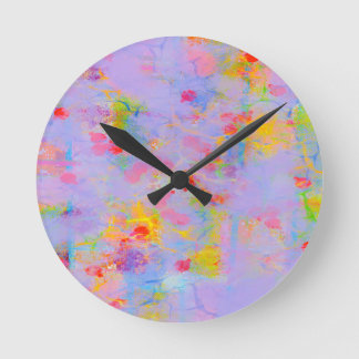 Abstract Wildflower Field Design Round Clock