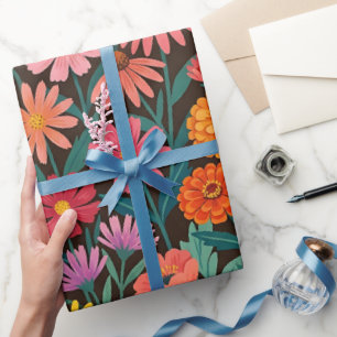 Abstract Wildflowers Monarchs Wrapping Paper