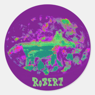 Abstract Wildlife Art Fox Custom Name Classic Round Sticker