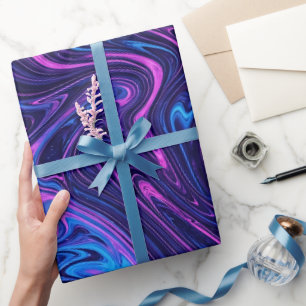 Abstract Wind Swept Purple Liquid Wrapping Paper