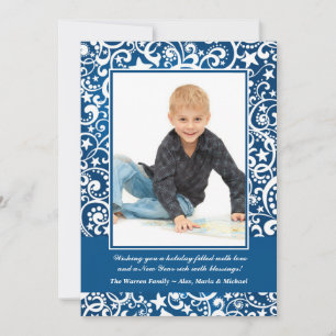 Abstract Winter Stars and Swirls Photo Card