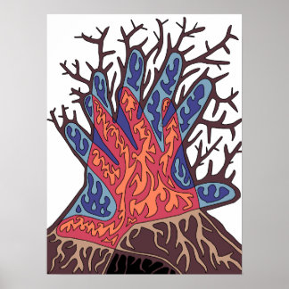 Abstract Winter Tree full of Fire and Water Poster