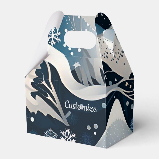 Abstract Winter Wonderland Gable Favour Box (Front Side)