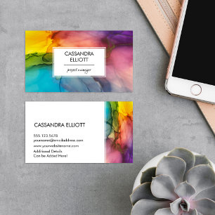 Abstract Wispy Colorful Alcohol Ink Liquid Art Business Card