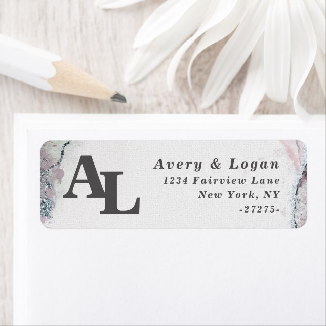 Abstract Wisteria Purple Monogram Return Address (Insitu)