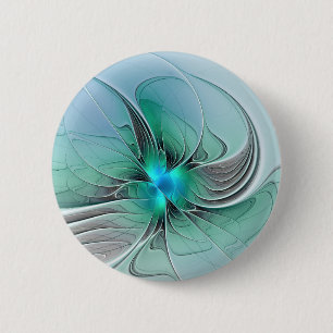 Abstract With Blue, Modern Fractal Art 6 Cm Round Badge