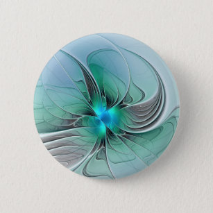 Abstract With Blue, Modern Fractal Art 6 Cm Round Badge