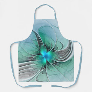 Abstract With Blue, Modern Fractal Art Apron