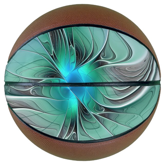 Abstract With Blue, Modern Fractal Art Basketball (Front)