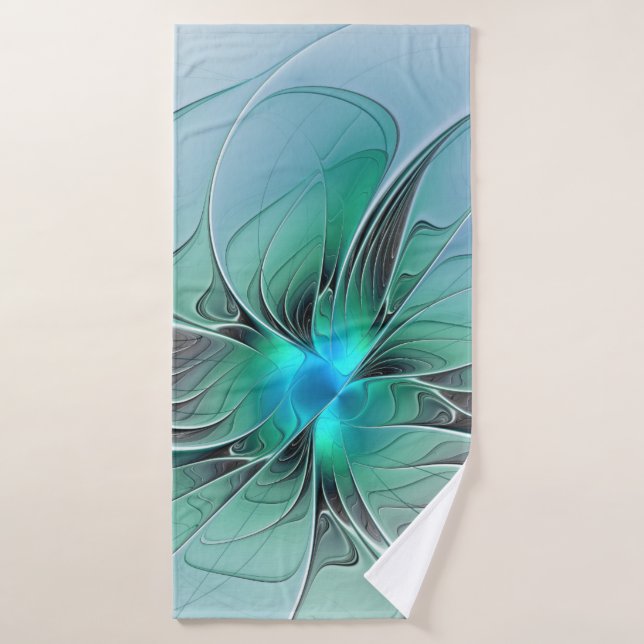 Abstract With Blue, Modern Fractal Art Bath Towel (Bath Towel)