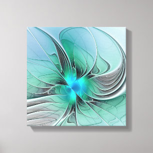 Abstract With Blue, Modern Fractal Art Canvas Print