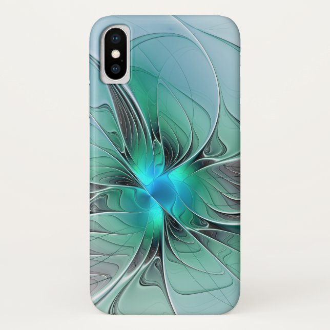 Abstract With Blue, Modern Fractal Art Case-Mate iPhone Case (Back)