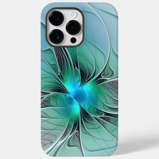 Abstract With Blue, Modern Fractal Art Case-Mate iPhone Case (Back)