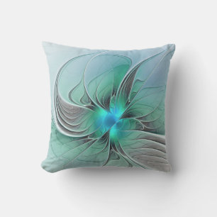 Abstract With Blue, Modern Fractal Art Cushion